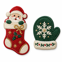 Patchs brodés Cœur et Fleur Festifs de Noël, Écologiques, Thermocollants pour Maillots de Basketball