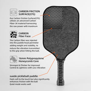 Meilleures raquettes de pickleball portables en fibre de carbone en nid d'abeille, durables et silencieuses, pour les débutants et les joueurs avancés - Divertissement facile - Product Image 2