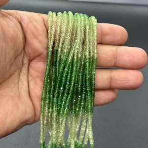 Perles de Tsavorite de pierres précieuses chaudes couleur verte ombragée perles de Tsavorite Rondel à facettes produit en vrac fait à la main - Product Image 3