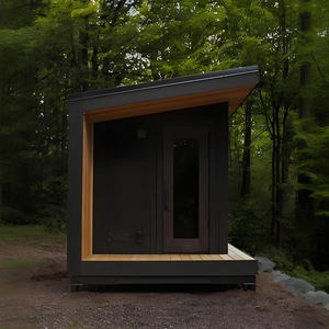 Sleek Forest Outdoor Sauna Cabin with Large Panoramic Windows, 4-5 Person Sauna Room for Waterfront Spa - Product Image 5