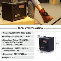 Amplificateur de guitare électrique professionnel 15W léger en métal avec 8 effets numériques et entrée AUX – Vente en gros