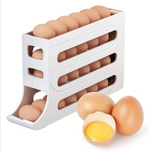 Plastic Slide Soap Box Refrigerator Side Door Four Tier <b>Automatic</b> Roller Kitchen Countertop Eco-Friendly Durable PP Storage - Product Image 1