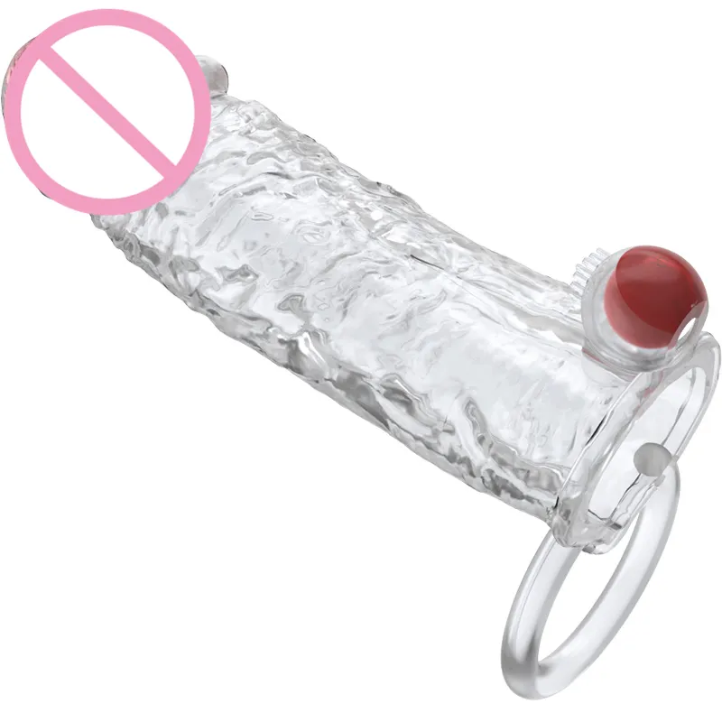 Herbruikbare Lock Essentie Crystal Penisvergroting Met Spike Gestippelde Penis Sleeve Voor Mannelijke Penis Schede Condooms Voor Mannen