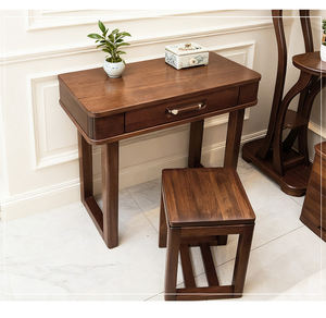 Meubles de maison en gros, <span class=keywords><strong>coiffeuse</strong></span> moderne en bois brun, ensemble de <span class=keywords><strong>coiffeuse</strong></span> avec miroir et 2 tiroirs - Product Image 6