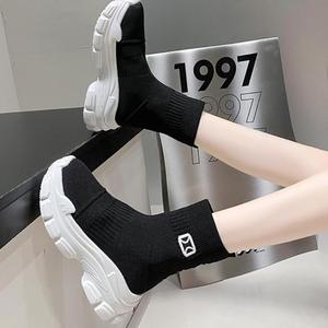 Vendita calda di nuovi stivali da <span class=keywords><strong>donna</strong></span> a maglia con suola spessa con altezza e stivaletti sportivi casual scarpe a maglia - Product Image 4