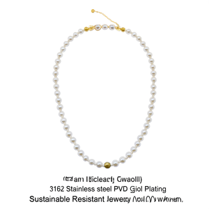 Pearl Necklace 316L Stainless Steel PVD Gold Plating Sustainable Resistant Jewelry for Women - Product Image 2