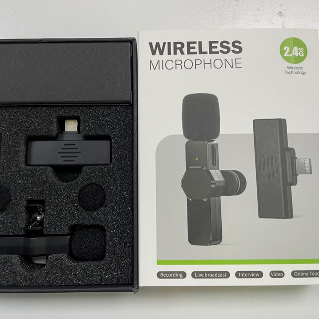 Wireless Portable Lavalier Microphone Compatible IPhone/IPad Noise Cancelling Auto-Sync Recording for YouTube Live Stream Vlog