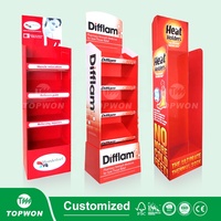 Support d'affichage en carton ondulé pour pharmacie, présentoir de sol pour magasin de détail, vente chaude