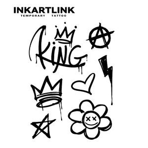 Autocollant de <span class=keywords><strong>tatouage</strong></span> temporaire personnalisé motif Couronne de Roi Graffiti, à base de plantes, imperméable, longue durée (15 jours), semi-permanent, pour le corps, les mains, les <span class=keywords><strong>doigts</strong></span>, hommes - Product Image 4