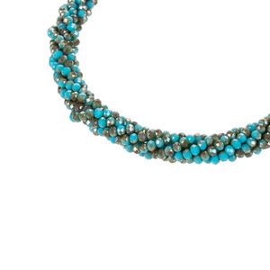 AB <b>Turquoise</b> 18-Inch Crystal Necklace with 4 Rows Twisted Faceted Glass <b>Beads</b> 3mm Size - Product Image 5