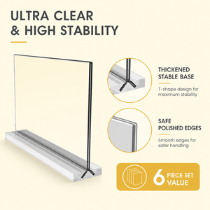 Espositore da Tavolo Verticale a T a Doppia Faccia per Biglietti da Visita in PVC 8.5x11 Pollici, Confezione da 6, per Logo Aziendale - Product Image 3