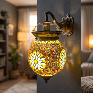 Lámpara de Mosaico de Metal y Vidrio con Acabado Antiguo Marroquí, Lámpara de Metal Delicada Hecha a Mano, Portátil, Decoración para el Hogar, Bodas, Navidad, DMO-002 - Product Image 6