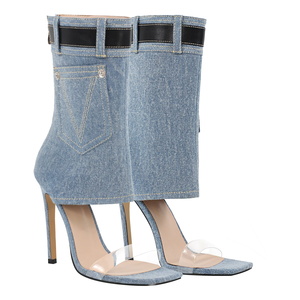 Sandales à talons en denim bleu pour femmes et dames travaillant d'autres sandales chaussures de mode - Product Image 6