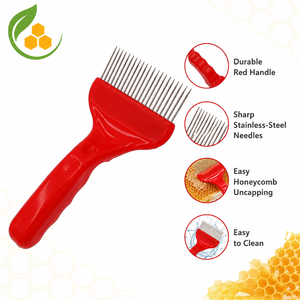 Horquilla Desoperculadora para Apicultura, Mango <span class=keywords><strong>de</strong></span> Plástico Rojo, Aguja <span class=keywords><strong>de</strong></span> Acero Inoxidable, Raspador <span class=keywords><strong>de</strong></span> Panal <span class=keywords><strong>de</strong></span> Miel, Herramientas para Colmenas <span class=keywords><strong>de</strong></span> <span class=keywords><strong>Abejas</strong></span> para Granjas Apícolas - Product Image 5