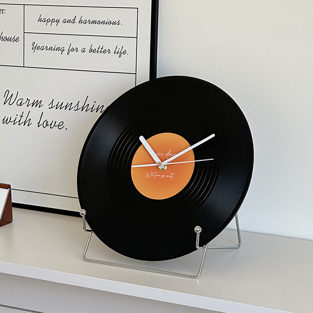 30cm Vintage Vinyl Record Desk Clock for Living Room Office Desk, Retro Music Decor Gift