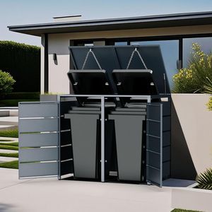 Cobertizo <span class=keywords><strong>de</strong></span> basura personalizado <span class=keywords><strong>con</strong></span> marco <span class=keywords><strong>de</strong></span> acero galvanizado <span class=keywords><strong>de</strong></span> 240L y paneles <span class=keywords><strong>de</strong></span> acero galvanizado, cubierta <span class=keywords><strong>de</strong></span> contenedor <span class=keywords><strong>de</strong></span> almacenamiento resistente a la oxidación - Product Image 4