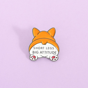 Pin Enamel Lunak Motif Anjing Corgi Berkaki Pendek dan Berwibawa Besar untuk Promosi Toko Hewan Peliharaan dan Souvenir Pesta Anjing - Product Image 1