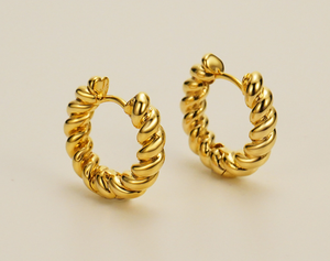 Orecchini a Cerchio Intrecciati Placcati Oro 14k Stile <span class=keywords><strong>Roma</strong></span>, Vendita Calda - Product Image 3