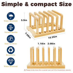 Bamboo Cutting Board Rack With <b>Baking</b> <b>Tray</b> <b>Storage</b> Kitchen Organizer Minimalist Design - Product Image 3