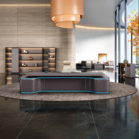 Bureau de direction ZITAI Original Factory OEM Premium Luxury Modern CEO, pieds en bois renforcés, convertible, stable, exécutif, 5 cm d'épaisseur, 3
