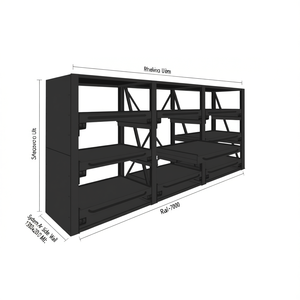 Fami System Ar Side <b>Wall</b> 1300x2010 Mm Dark Grey Ral7000 Shelving <b>Unit</b> - Product Image 3