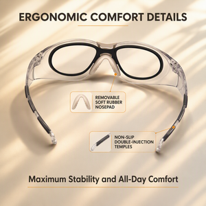 Lunettes de sécurité ANSI Z87.1 en polycarbonate, design monobloc, verres anti-rayures/anti-buée, insert <span class=keywords><strong>RX</strong></span> amovible, protection enveloppante - Product Image 6