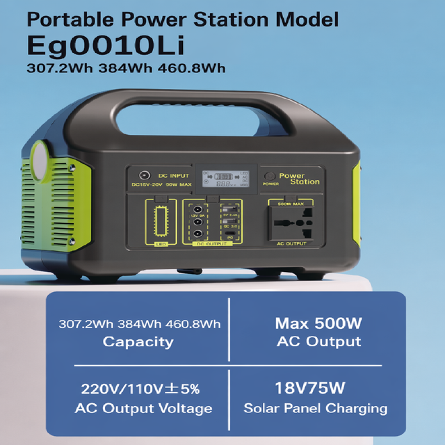 500W Solar Generator 460.8Wh LiFePO4 Portable Power Station 220V/110V Pure Sine Wave PD QC3.0 Camping Outdoor CE/FCC/PSE/UN38.3