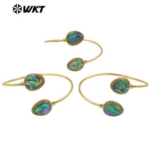 MPB114 parlak 18K altın kaplama dayanıklı çift su damlası ayarlanabilir kadınlar doğal <span class=keywords><strong>Abalone</strong></span> kabuk bileklik - Product Image 2