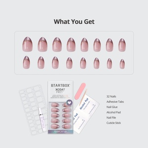 Uñas Postizas de Gel Suave de Alta Calidad, Color Rosa Ojo de Gato, con Punta Francesa 3D, Venta al por Mayor, Uñas Postizas Personalizadas para Invierno - Product Image 2