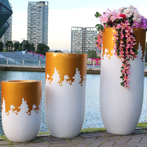 Maceta dorada única para flores, decoración de moda, diseño atractivo, centro comercial rosa para/<span class=keywords><strong>hotel</strong></span>/tienda/<span class=keywords><strong>casa</strong></span>, H014 - Product Image 3
