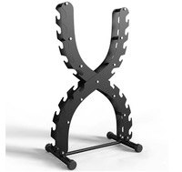 Support vertical à trois niveaux pour haltères cylindriques - Construction métallique durable et stable