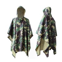 Sac à dos réutilisable léger en tissu ripstop, imperméable, en polyester, veste de pluie camouflage d'urgence pour hommes