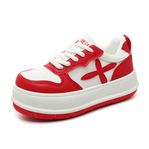 Chaussures de sport pour femmes à lacets, antidérapantes, respirantes, en maille, à plateforme, tendance mode, ajourées, style universitaire, pour étudiantes - Product Image 4