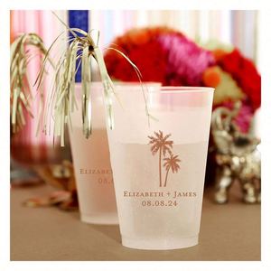 Vasos de Plástico Flexibles Personalizados de 10 Oz, Románticos, Reutilizables, Resistentes a los Golpes, para Playa, Recuerdos de Boda - Product Image 1