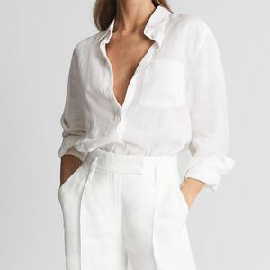 Blusa Informal de Lino y Algodón para Mujer, Camisa de Lino con Botones, Manga Larga y Cuello - Product Image 4