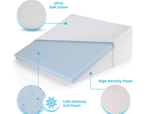 Almohada de espuma viscoelástica refrescante con soporte elevado superior para el dolor lumbar, <span class=keywords><strong>reflujo</strong></span> ácido y ardor en el pecho - Uso en hoteles y para dormir - Product Image 3