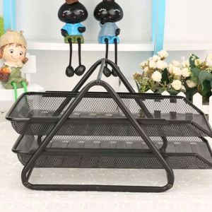 Black Metal Wire Mesh 2-Tier Desktop <b>File</b> Organizer Office A4 Paper Tray for Documents Letters Convenient Desk <b>Storage</b> Solution - Product Image 6