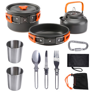 Batterie de cuisine légère Batterie de cuisine à feu ouvert <span class=keywords><strong>Kit</strong></span> de gâchis de cuisine <span class=keywords><strong>Kit</strong></span> de casseroles et casseroles de <span class=keywords><strong>camping</strong></span> pour le <span class=keywords><strong>camping</strong></span> en plein air - Product Image 1