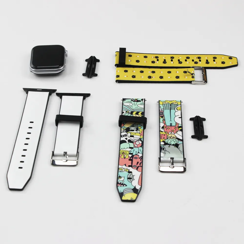 Sublimation Blank PU Leather Soft Silicone Watch Band for Apple Watch