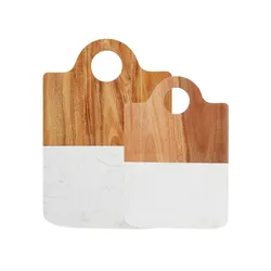 Custom Acacia wood and Marble Kitchen Cutting Board with Hanging Hole Food Charcuterie Bread Cheese Slate Chopping Board
