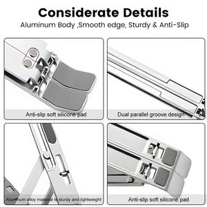Adjustable Foldable Aluminum Laptop Holder Riser Compatible With MacBook, Portable Laptop <b>Stand</b> <b>for</b> Desk - Product Image 4