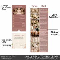 Tarjeta de Invitación de Boda Personalizada con Diseño de Cascada y Pestañas en Cascada, con Diseño Romántico Personalizado