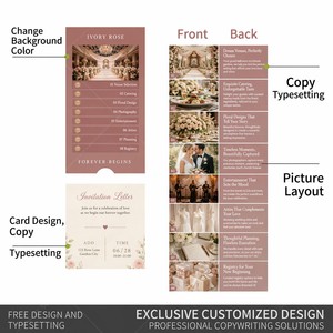 Tarjeta <span class=keywords><strong>de</strong></span> Invitación <span class=keywords><strong>de</strong></span> Boda Personalizada con Diseño <span class=keywords><strong>de</strong></span> Cascada y Pestañas en Cascada, con Diseño Romántico Personalizado - Product Image 4