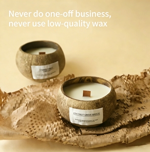 Bougie parfumée en coquille de noix de coco, vente en gros, personnalisée, à l'huile essentielle, encens, cire végétale haut de gamme, parfum d'intérieur semi-manuel - Product Image 1