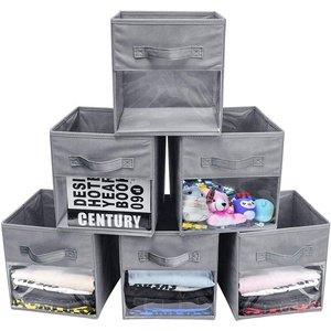 Fabric cube Storage Bins with Clear Window,
