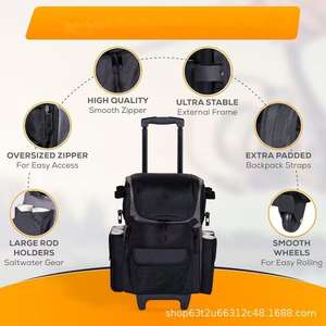 Sac à dos de pêche multifonctionnel personnalisé en polyester imperméable avec porte-cannes, 50L, grand sac de rangement à deux couches pour équipement de pêche et appâts - Product Image 2