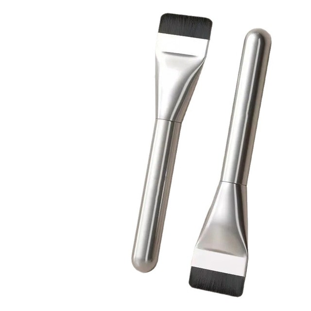 One-Word Synthetic Fiber Flat Head Foundation Makeup Brush Plastic Handle Aluminum Ferrule for Face Magic Seamless Cross-Border
