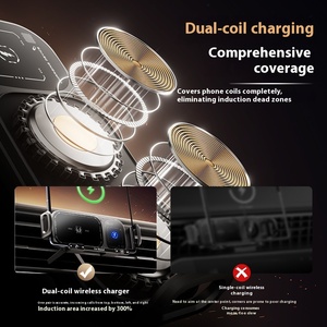 Support de téléphone de voiture sans fil avec chargeur rapide 15W, fixation double bobine pour grille d'aération, support de serrage électrique automatique pour <span class=keywords><strong>iPhone</strong></span> Samsung - Product Image 2
