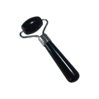 Masseur Gua Sha portable en obsidienne à rouleau unique avec pochette de rangement pour le voyage