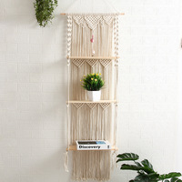 3 Tầng Boho Nổi Macrame Kệ Treo Bohemian Handmade Dây Macrame Tường Treo Trang Trí